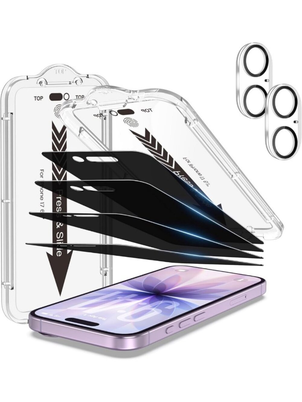 4-Pack Privacy Screen Protector for iPhone 17, 9H Hardness, Bubble-Free Install